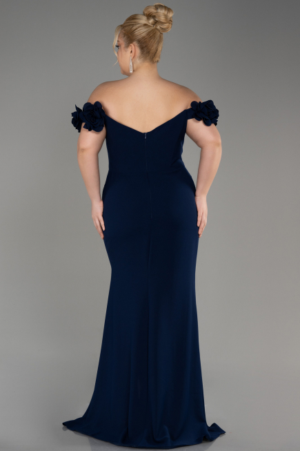 Long Navy Blue Plus Size Prom Dress ABU3946
