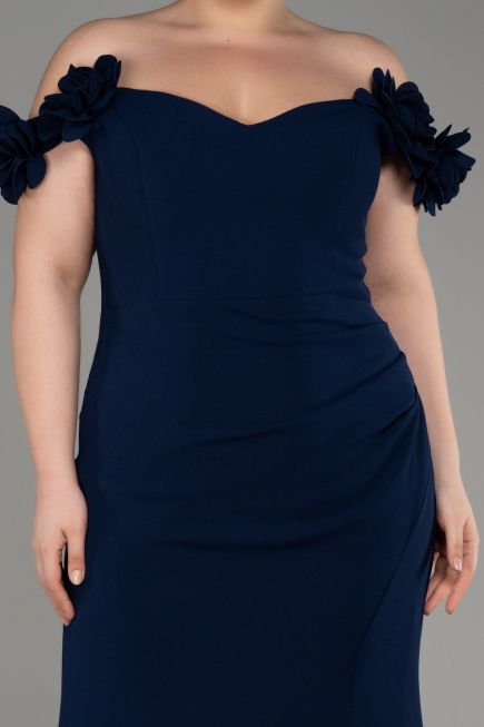 Long Navy Blue Plus Size Prom Dress ABU3946