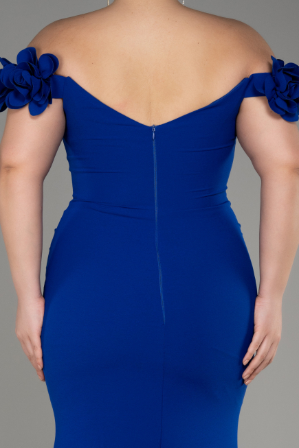 Sax Blue Long Plus Size Prom Dress ABU3946