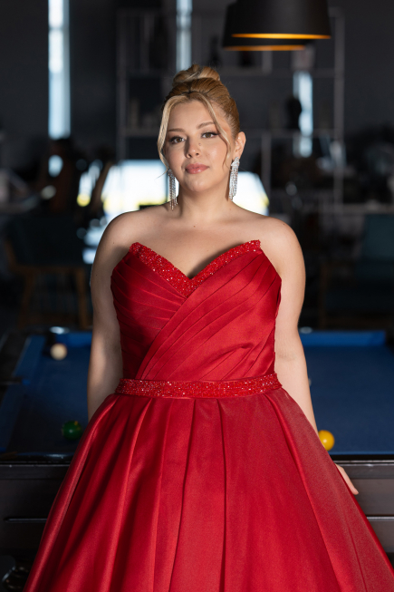 Long Red Plus Size Engagement Dress ABU3619