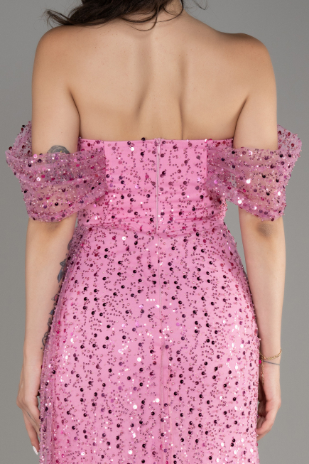Pink Long Scaly Evening Dress ABU3577