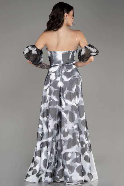 Anthracite Strapless Slit Long Prom Dress ABU3903