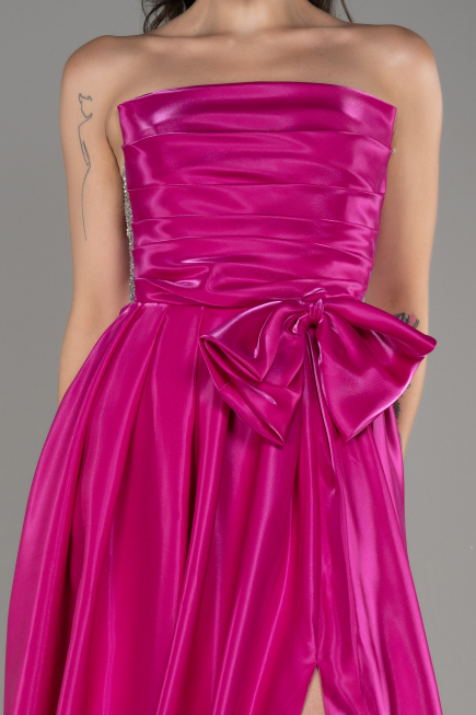 Fuchsia Strapless Slit Long Ball Gown ABU4015