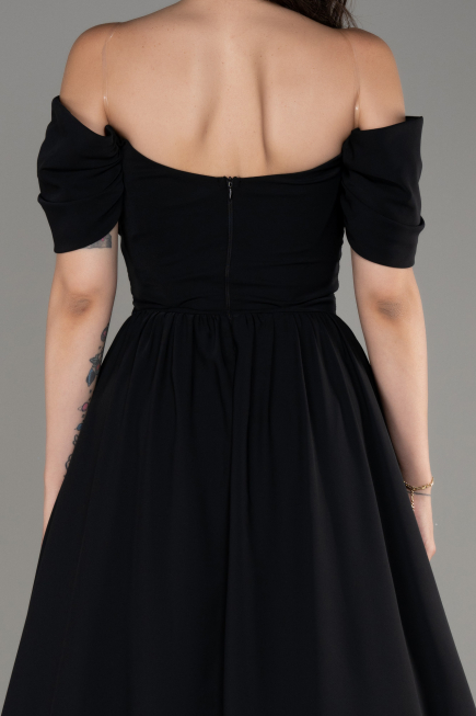 Black Long Chiffon Evening Dress ABU3827