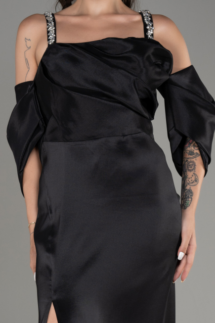 Black Slit Long Plus Size Evening Dress ABU3921
