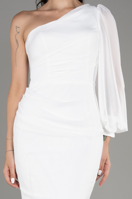 White Long Chiffon Evening Dress ABU3677