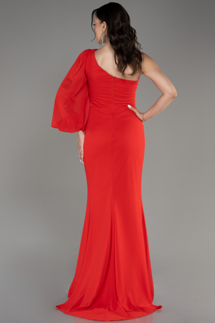 Coral Long Chiffon Evening Dress ABU3677