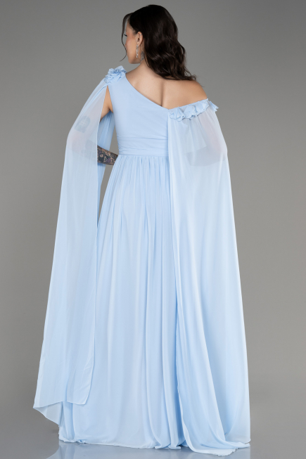 Light Blue Slit Shawl Long Chiffon Evening Dress ABU4001
