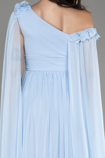 Light Blue Slit Shawl Long Chiffon Evening Dress ABU4001