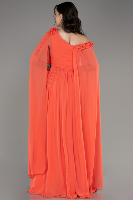 Orange Slit Shawl Long Chiffon Evening Dress ABU4001