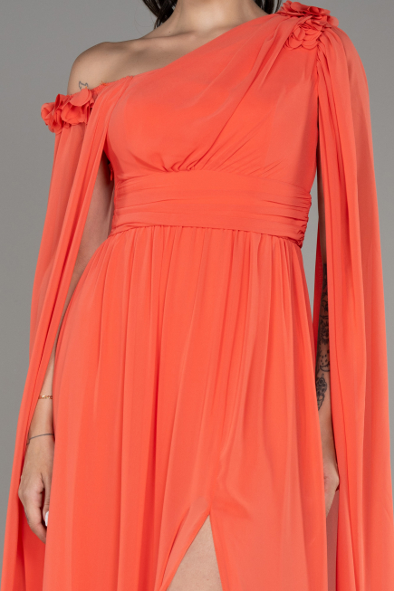 Orange Slit Shawl Long Chiffon Evening Dress ABU4001