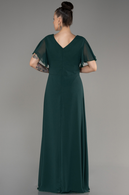 Green Long Chiffon Plus Size Evening Dress ABU2308