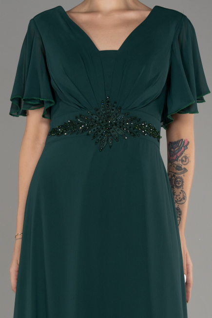 Green Long Chiffon Plus Size Evening Dress ABU2308