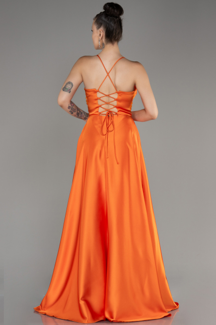 Orange Long Satin Evening Dress ABU2583