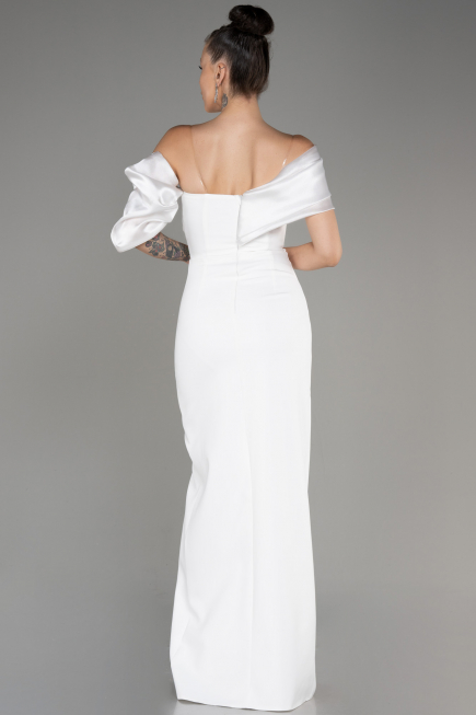 White Slit Long Evening Dress ABU4024