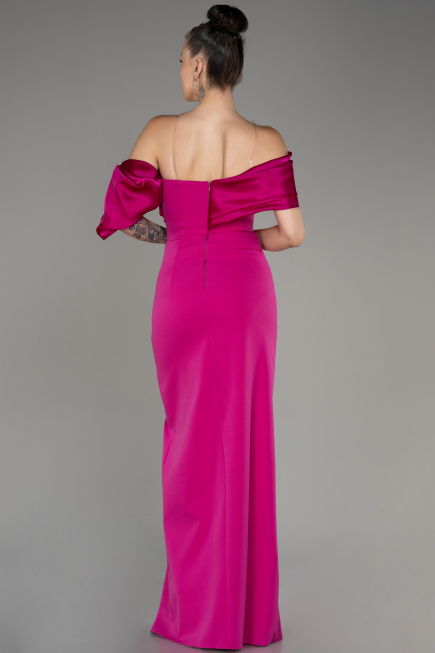 Fuchsia Slit Long Evening Dress ABU4024