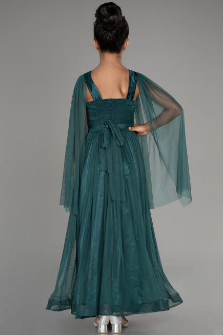 Emerald Green Long Girl Dress ABU3155