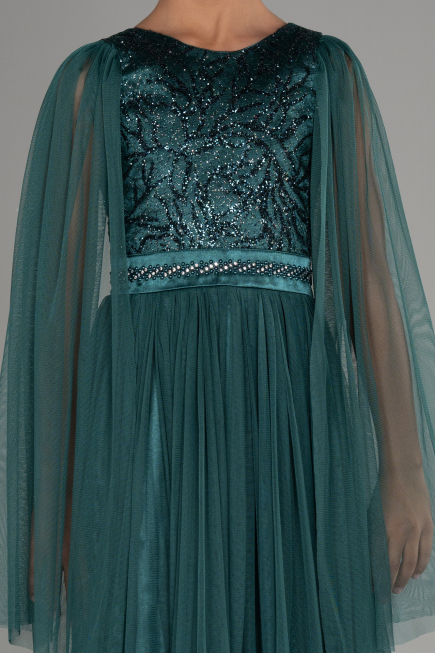 Emerald Green Long Girl Dress ABU3155