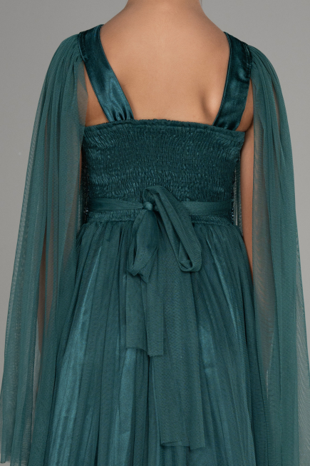 Emerald Green Long Girl Dress ABU3155