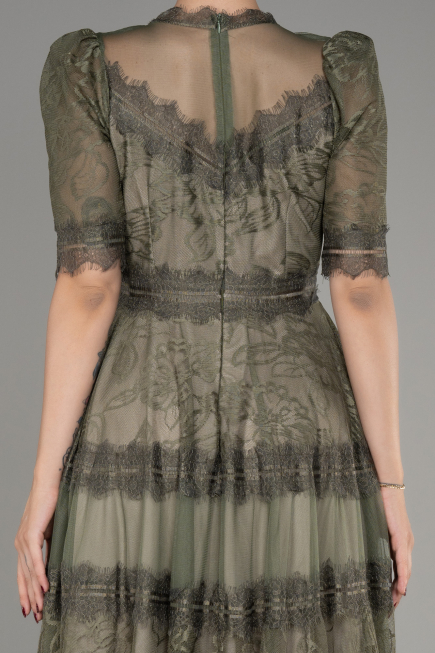 Olive Drab Midi Dantelle Night Dress ABK1388