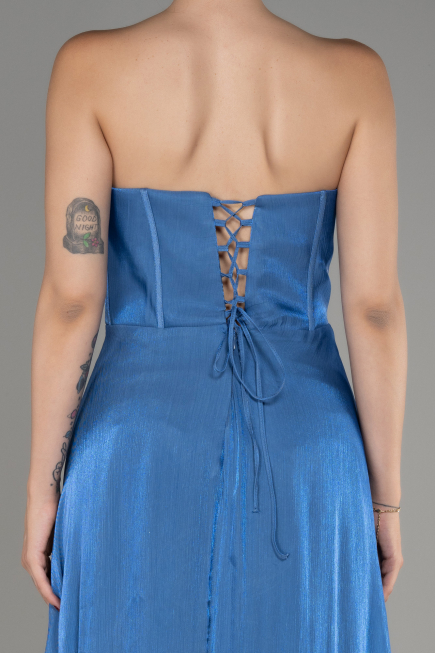 Indigo Strapless Slit Long Chiffon Prom Dress ABU4012