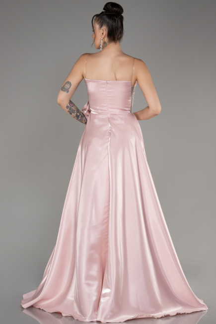 Powder Color Strapless Slit Long Ball Gown ABU4015