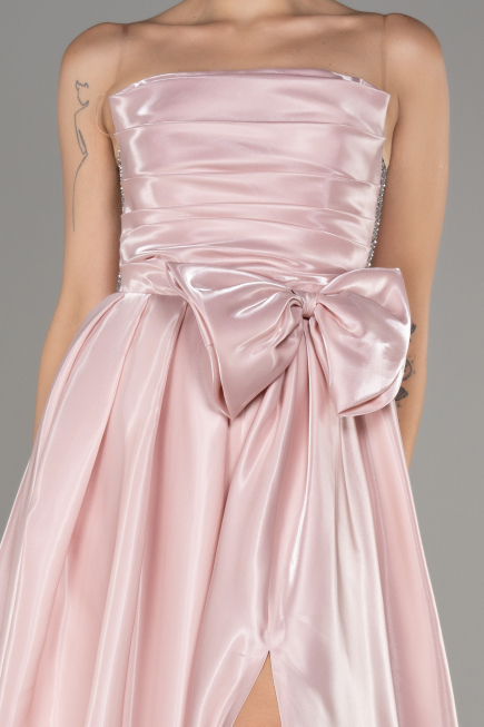 Powder Color Strapless Slit Long Ball Gown ABU4015