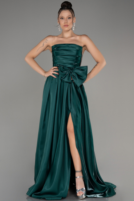 Emerald Green Strapless Slit Long Ball Gown ABU4015