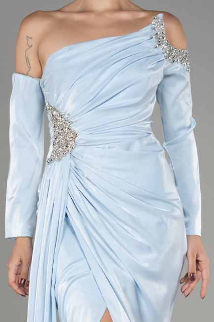Light Blue One Sleeve Long Formal Evening Dress ABU3976