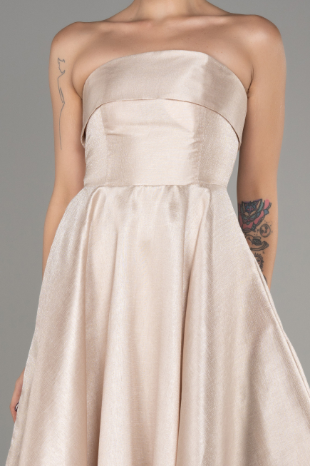 Mink Boat Neck Midi Taffeta Prom Dress ABU4049