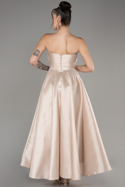 Mink Boat Neck Midi Taffeta Prom Dress ABU4049