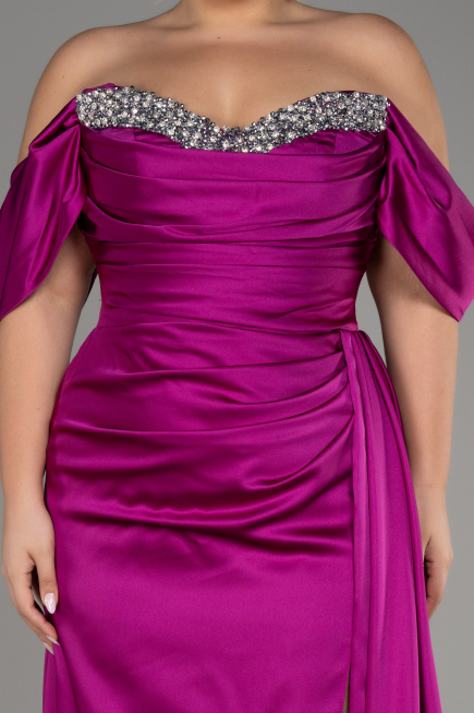 Violet Long Satin Plus Size Engagement Dress ABU3655
