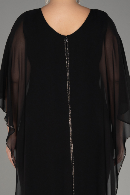 Black Chiffon Plus Size Cocktail Dress ABT112