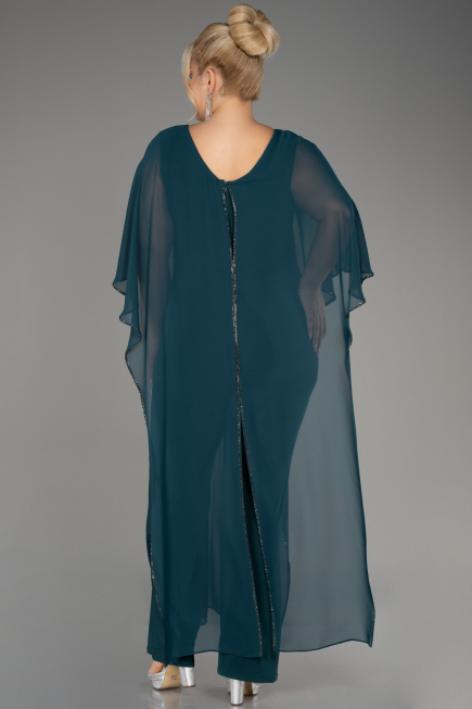 Emerald Green Chiffon Plus Size Cocktail Dress ABT112