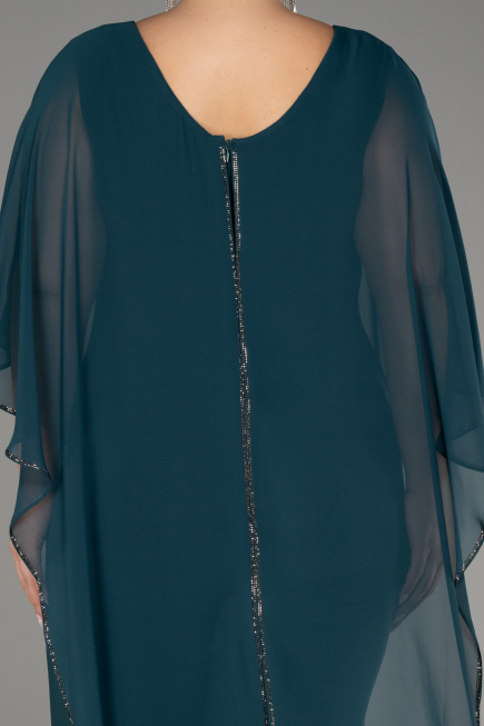 Emerald Green Chiffon Plus Size Cocktail Dress ABT112