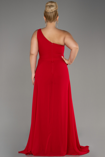 Red Chiffon Plus Size Evening Dress Jumpsuit ABT119