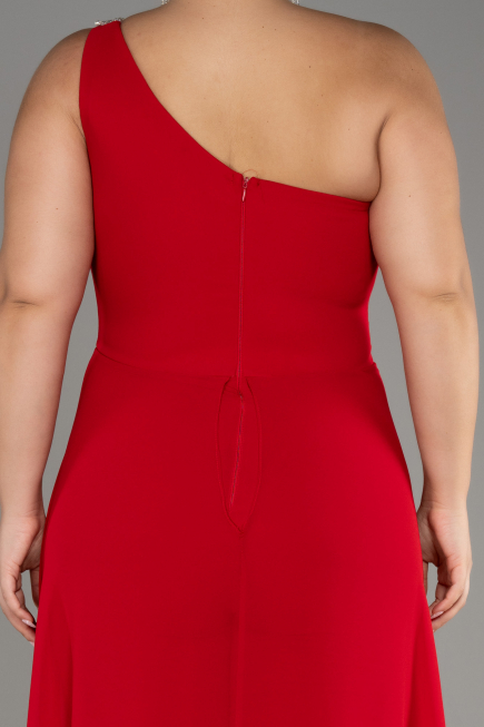 Red Chiffon Plus Size Evening Dress Jumpsuit ABT119