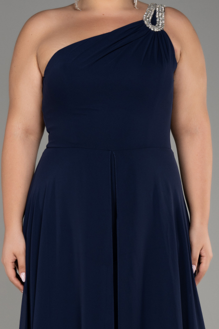 Navy Blue Chiffon Plus Size Evening Dress Jumpsuit ABT119