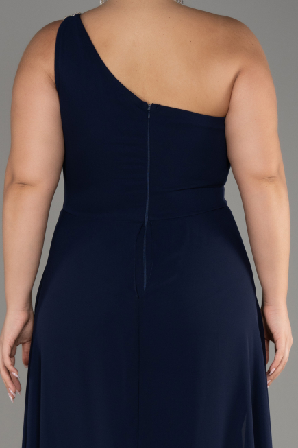 Navy Blue Chiffon Plus Size Evening Dress Jumpsuit ABT119