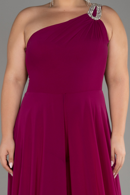 Plum Chiffon Plus Size Evening Dress Jumpsuit ABT119