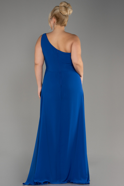 Sax Blue Chiffon Plus Size Evening Dress Jumpsuit ABT119
