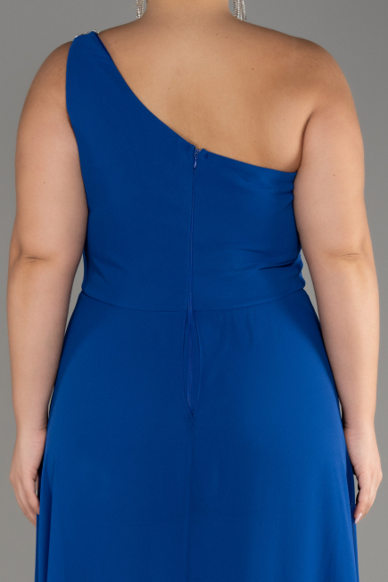 Sax Blue Chiffon Plus Size Evening Dress Jumpsuit ABT119