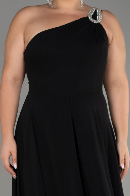 Black Chiffon Plus Size Evening Dress Jumpsuit ABT119
