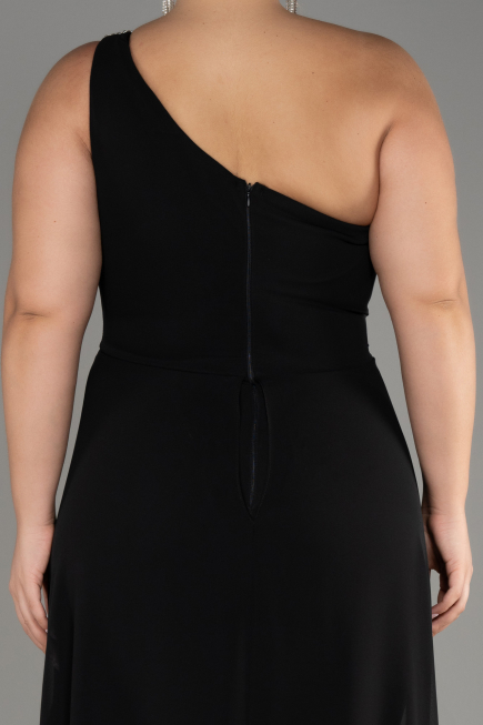 Black Chiffon Plus Size Evening Dress Jumpsuit ABT119