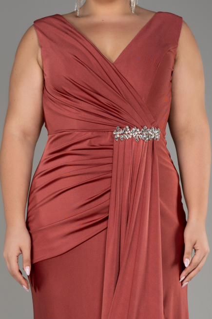 Light Brown Long Formal Plus Size Dress ABU3737