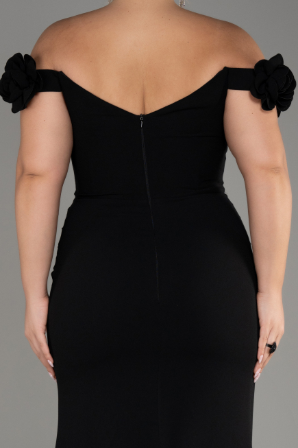 Long Black Plus Size Prom Dress ABU3946