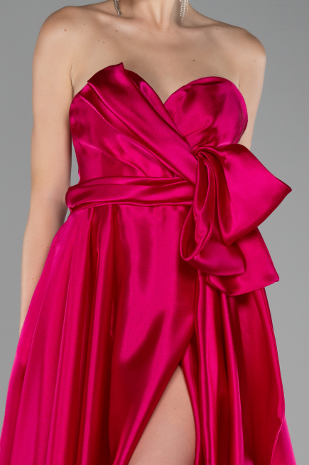 Fuchsia Long Satin Evening Dress ABU3674
