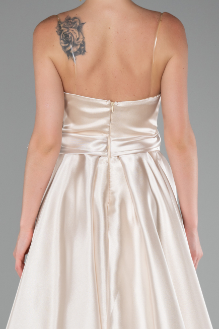 Gold Long Satin Evening Dress ABU3674