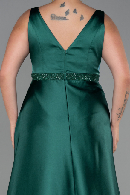 Long Emerald Green Plus Size Evening Dress ABU3200