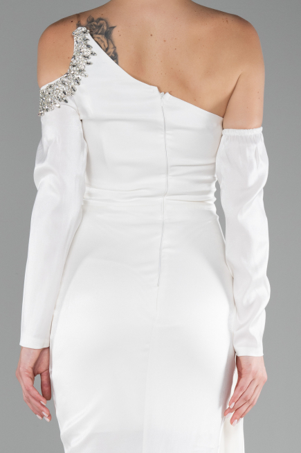White One Sleeve Long Formal Evening Dress ABU3976